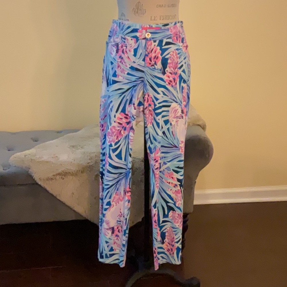 Lilly Pulitzer Mr. Peacock Tweethearts Kelly Knit Skinny Ankle Pants
